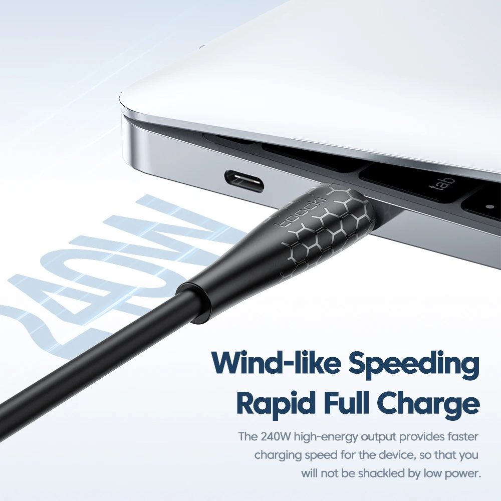 Toocki 240W Type C to Type C Cable PD3.1 Fast Charging Data Cord For Macbook Huawei Xiaomi Poco Samsung Phone Charger USBC Cable