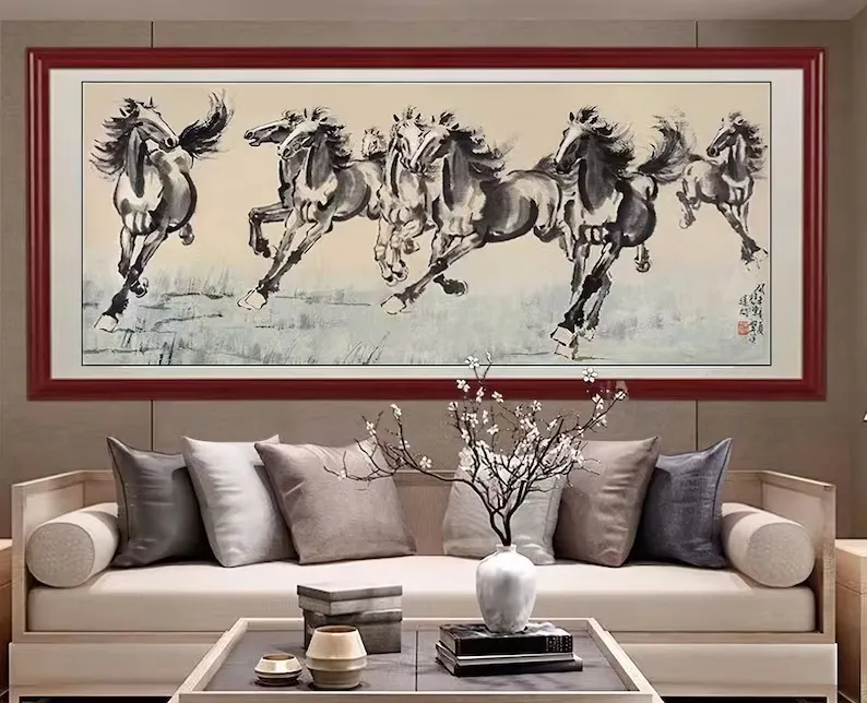 Chinese Style Ink Painting Horse Animal Poster Canvas Painting HD Printing Modern Wall Art Pictures Living Room Bedroom Decor