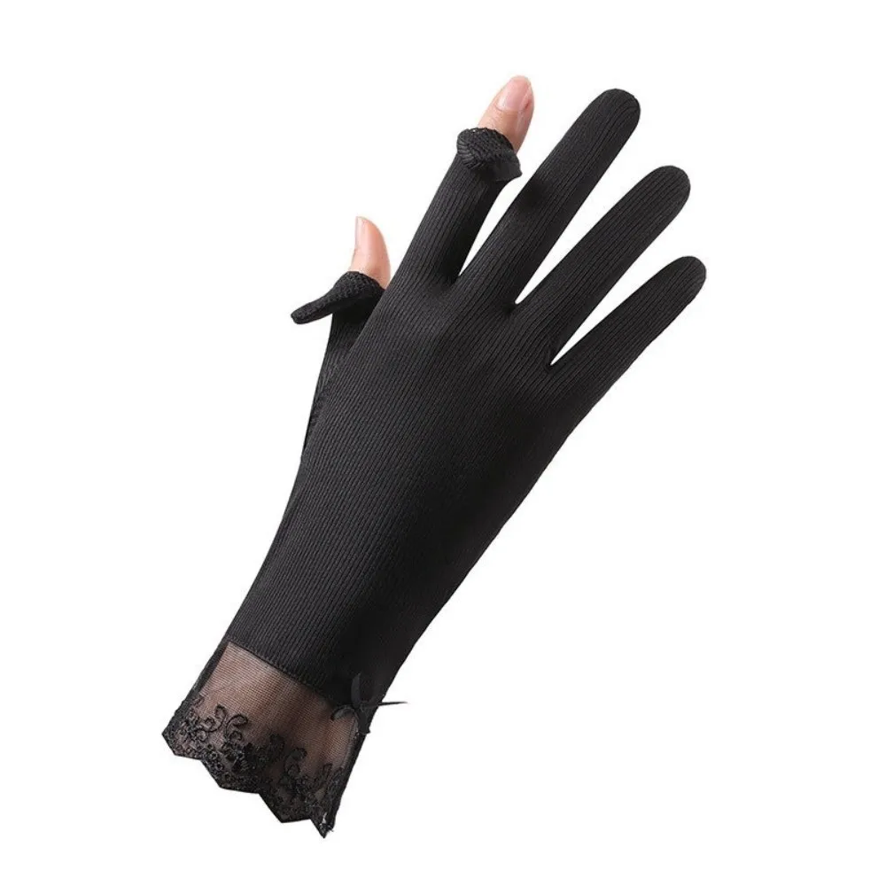 Neue UV-Schutz Sonnenschutzhandschuhe Atmungsaktive Spitzen-Anti-UV-Fäustlinge Dünne Elastische Touchscreen-Handschuhe für den Sommer