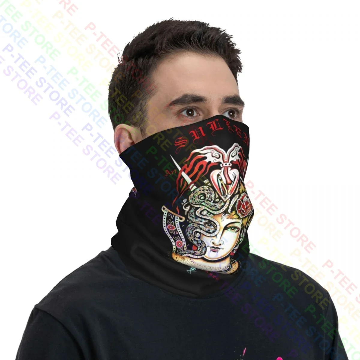 Nors Hugo Carrasco Tattoo Artist Vampier Hart Slang Rozen Nek Gaiter Bandana Sjaal Gezichtsmasker Half Masker