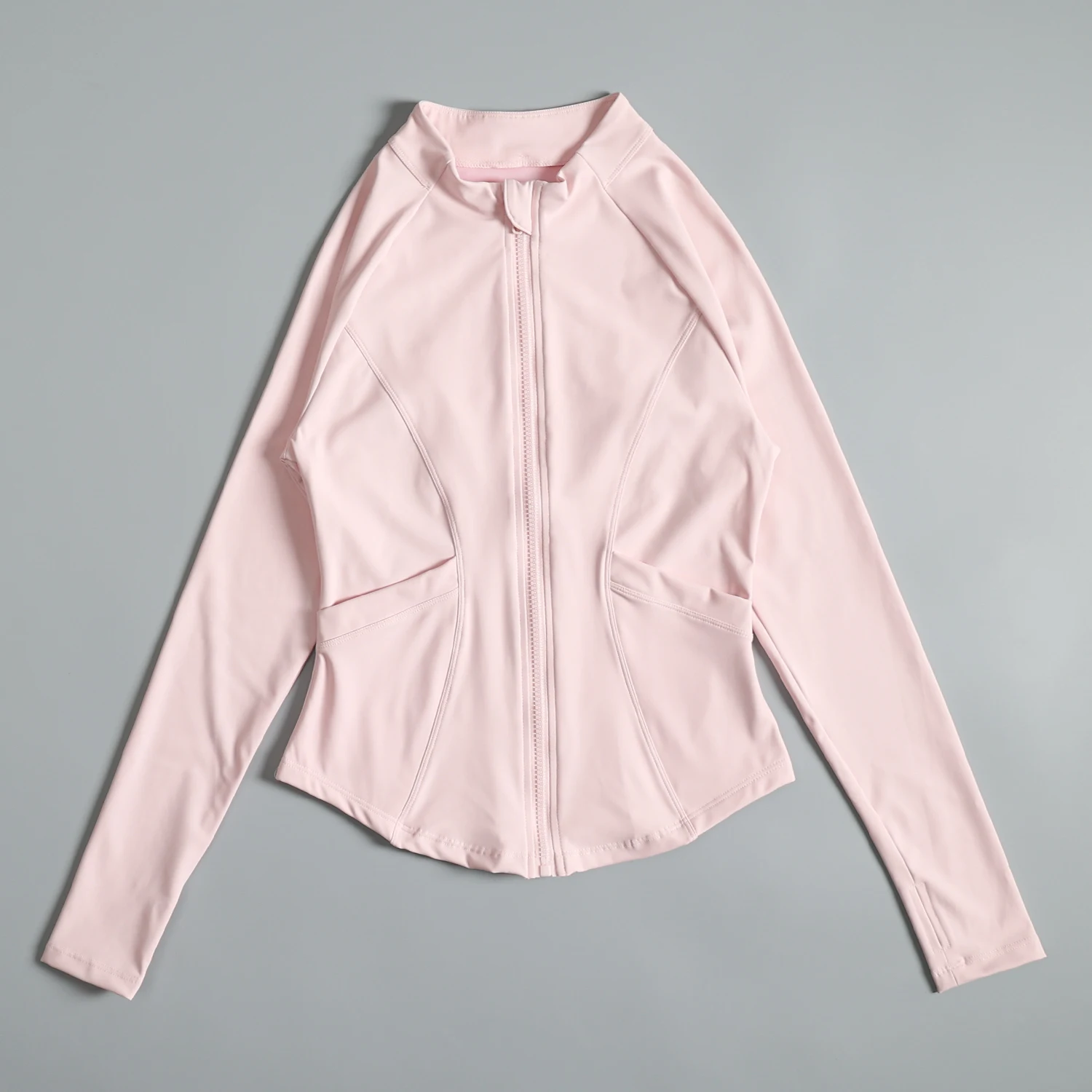 

High-end sports jacket for women in autumn and winter. Stand-up collar zipper morning running training top. Beautiful slimming