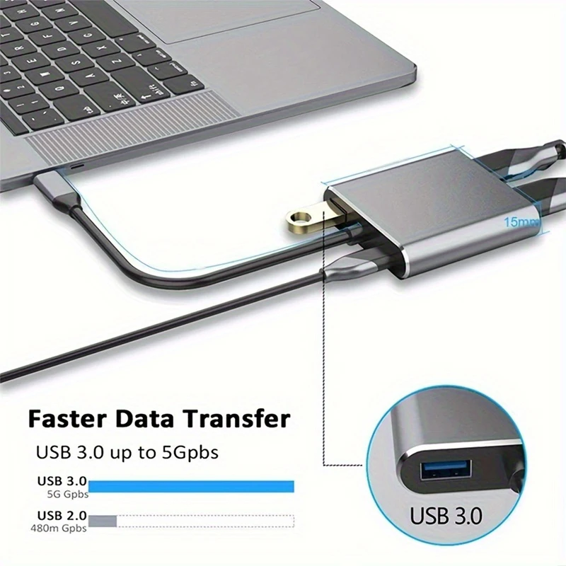 4 in 1 USB C Hub Multiport Adapter Docking Station Type C to 4K HDTV VGA 100W PD Fast Charge Splitter for MacBook Pro/Air Laptop