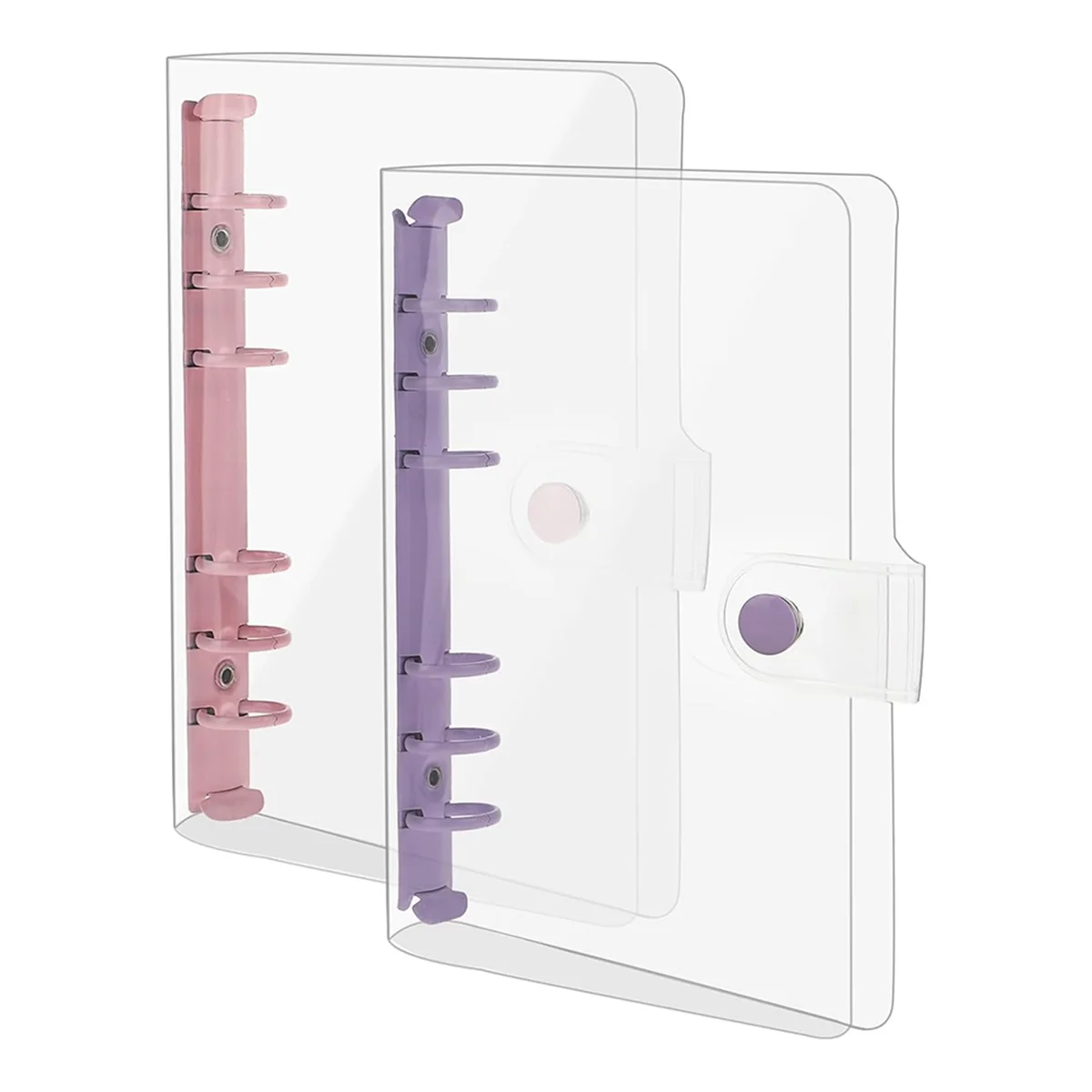 Popular 2 Pack A6 Soft PVC 6 Rings Binder,Clear Budget Binder, Planner Binder