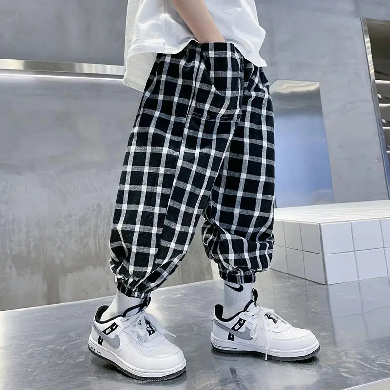 Boys Cotton And Linen Pants Summer Thin Trousers New Children\'s Anti-mosquito Pants Teenage Boys Pants 2 4 6 8 10 12 15Y