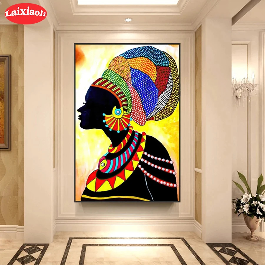 

Diamond Painting Abstract retro black african woman Full Drill Square DIY Diamond Embroidery Cross Stitch Mosaic Home Decor