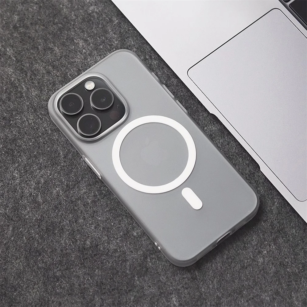 1.0 MM Ultra Thin Magnetic Translucent Matte Case For iPhone 17 16 15 Pro Max 14 13 12 Magsafe Wireless Charge Slim Hard Cover