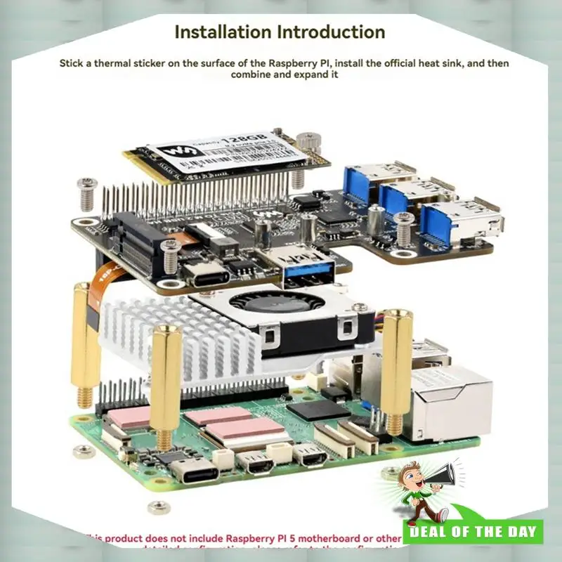 

24-часовая доставка Waveshare Pcie To M. 2, плата расширения поддерживает протокол Nvme для Raspberry Pi 5 USB 3.2 расширяет 4-портовый USB 3.2