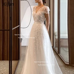 Xijun Ivory Glitter Wedding Dresses Korean Sequined A-Line Bridal Gowns Photoshoot Long Wedding Party Dresses 2025 Customized