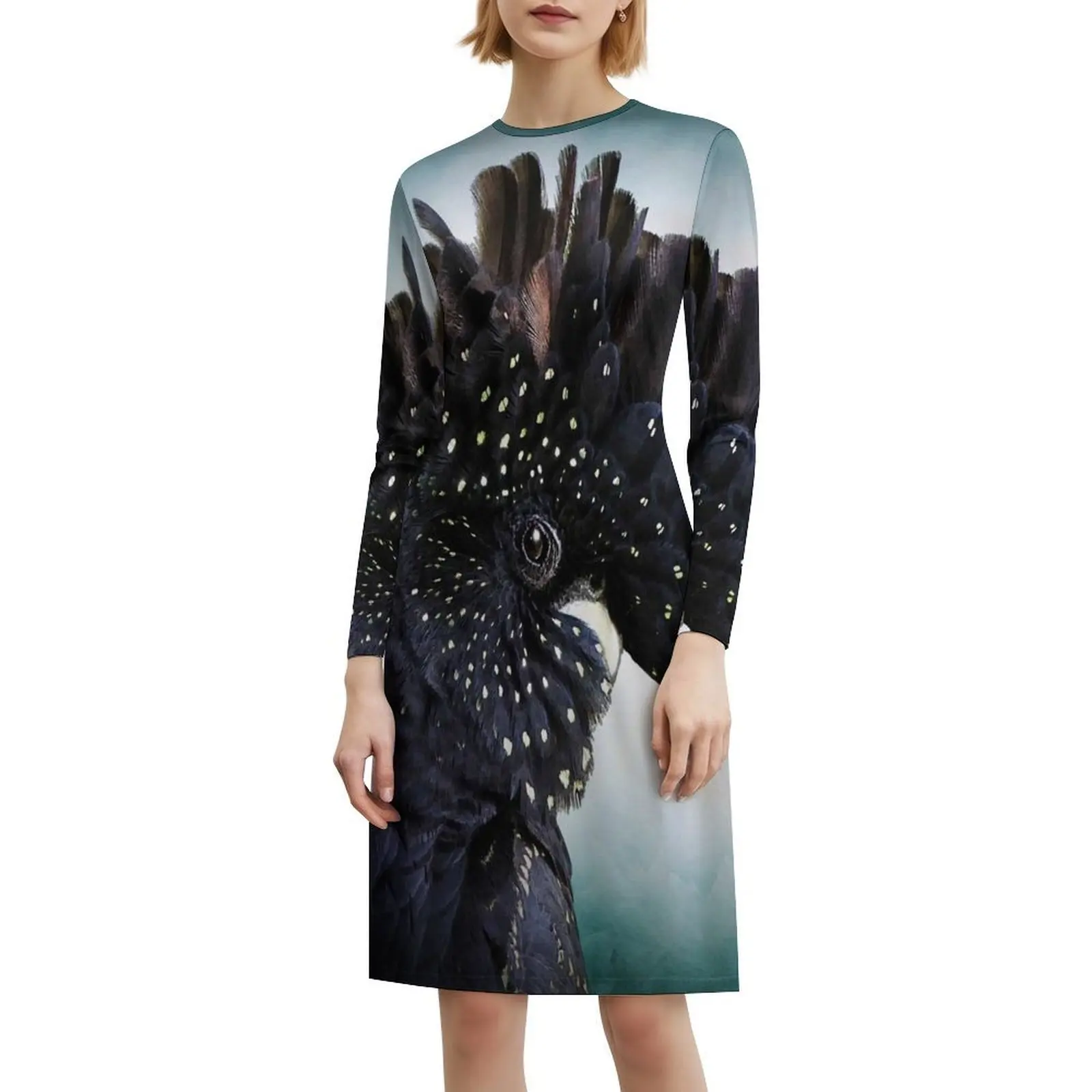 فستان كاجوال على الطراز الكوري باللون الأحمر الذيل الأسود للنساء فساتين مكتب يومية بسيطة للسيدات على شكل طائر كوكاتو بذيل أحمر