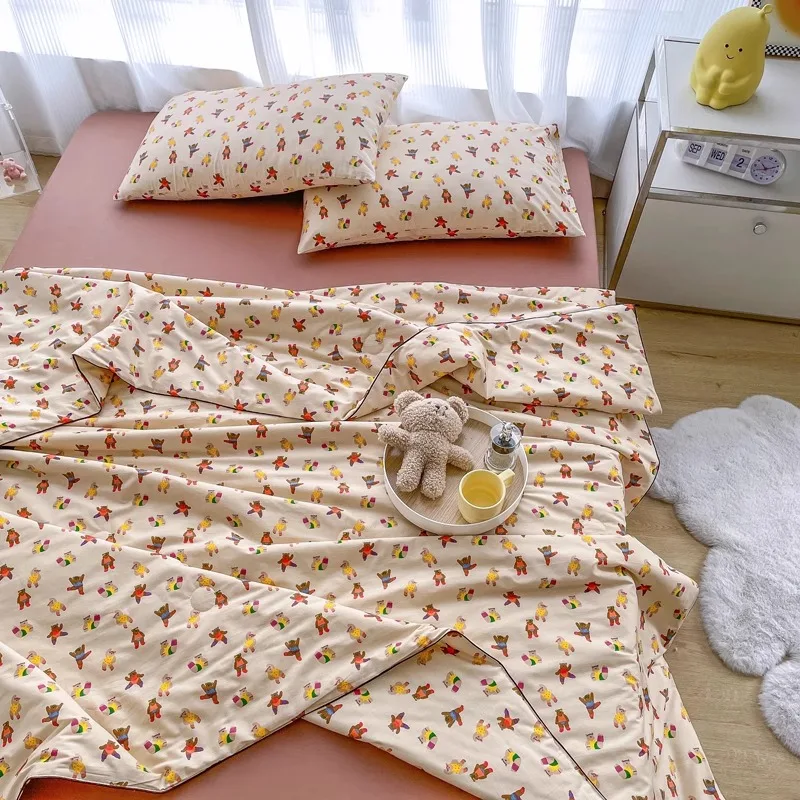 2025 new cotton small floral summer quilt pure cotton summer children's air conditioner quilt student dormitory machine washable