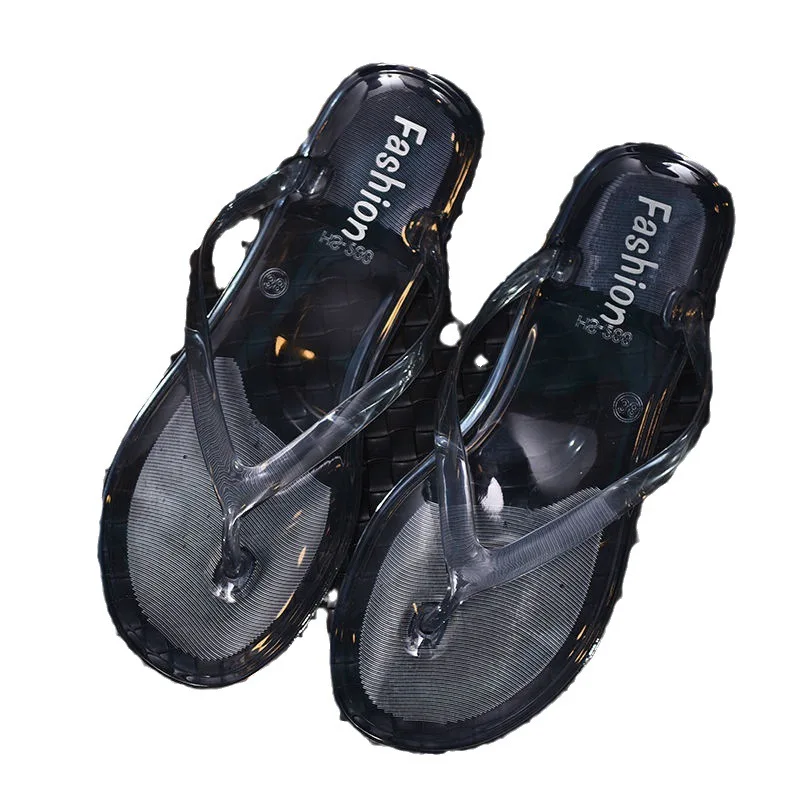 Women Transparent Slippers Summer New Fashionable Jelly Crystal Flip Flops Comfortable Outer Wear Beach Slippers for Women