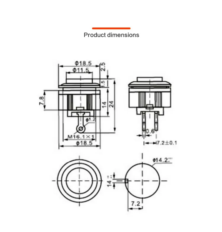 2pcs Ds-500 / Ds-501 Instantaneous Button Switches 14mm No / NC