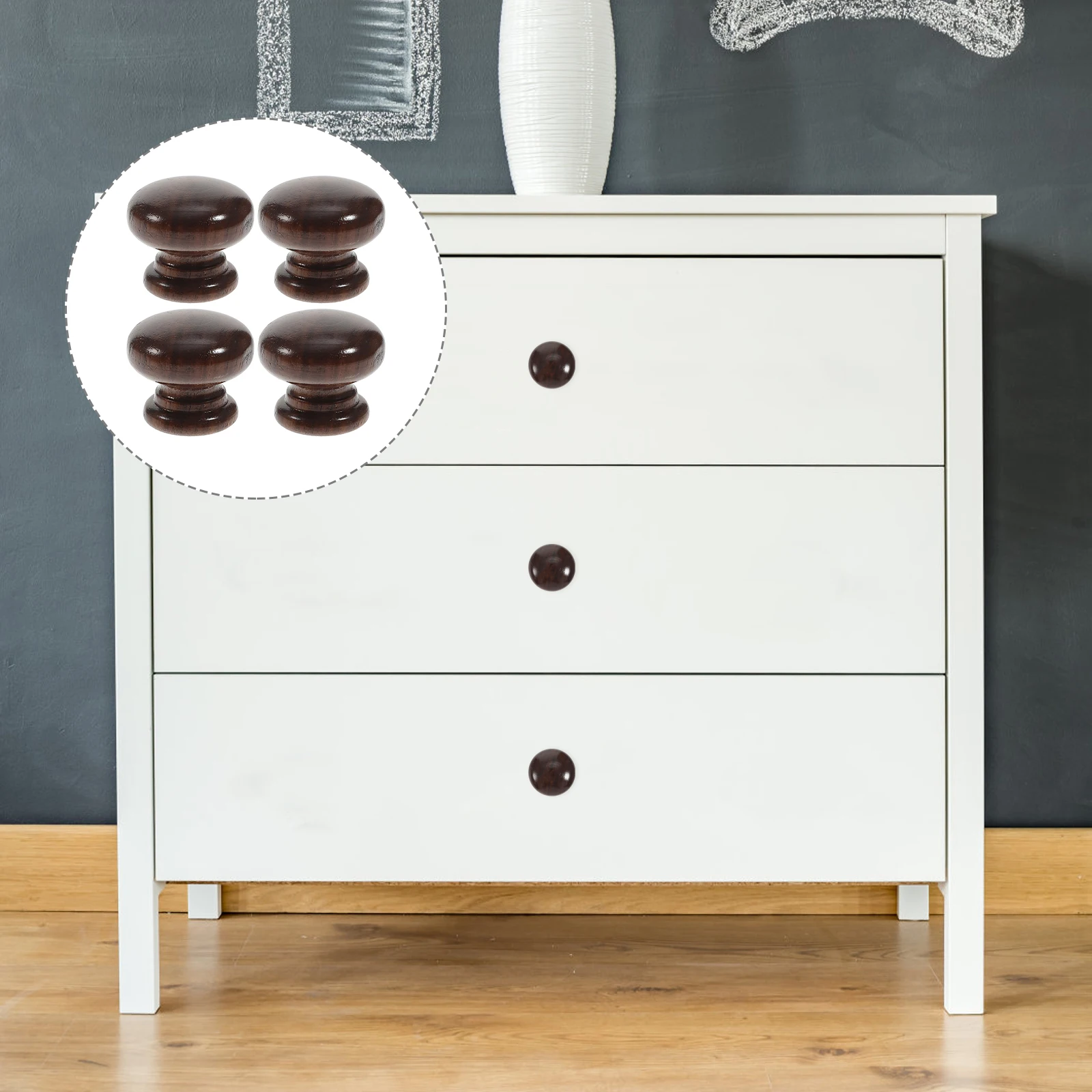 

5pcs Wood Cabinet Handles Black Walnut Drawer Pulls Mushroom Shaped Furniture Accessory Replacement Pulls For Kitchen Closet