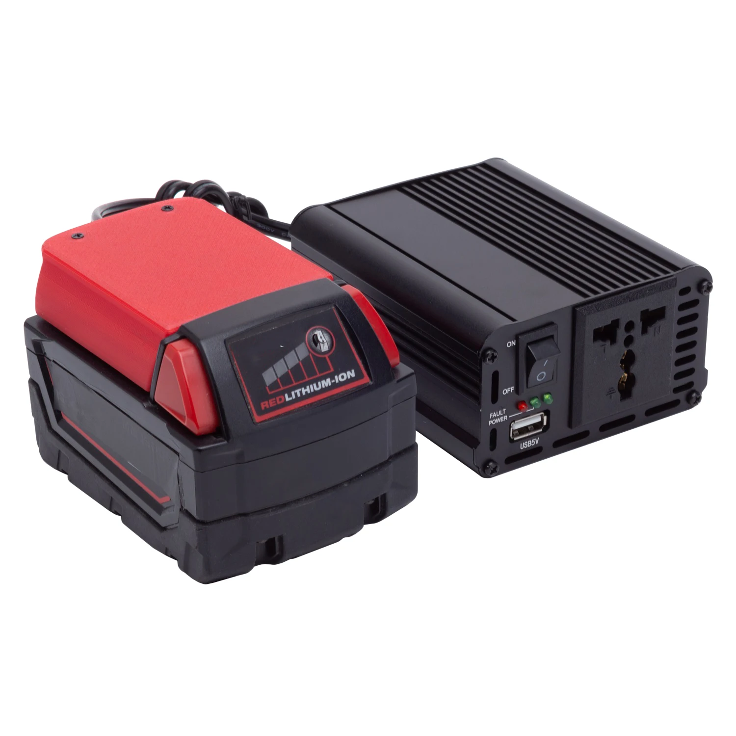 Power Inverter For Milwaukee 18V Li-ion Battery Portable Power Station Supports USB output: 5V 2.4A Emergency Backup power