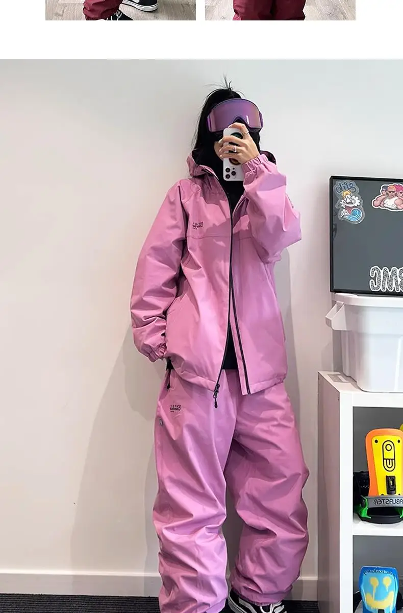 John Snow 2025 Neuer Unisex Ski-Anzug für Einzel- und Doppelbretter, Locker Geschnittener Wasserdichter Wärmehaltender Skianzug mit Skihose und Skijacke – Detail 21