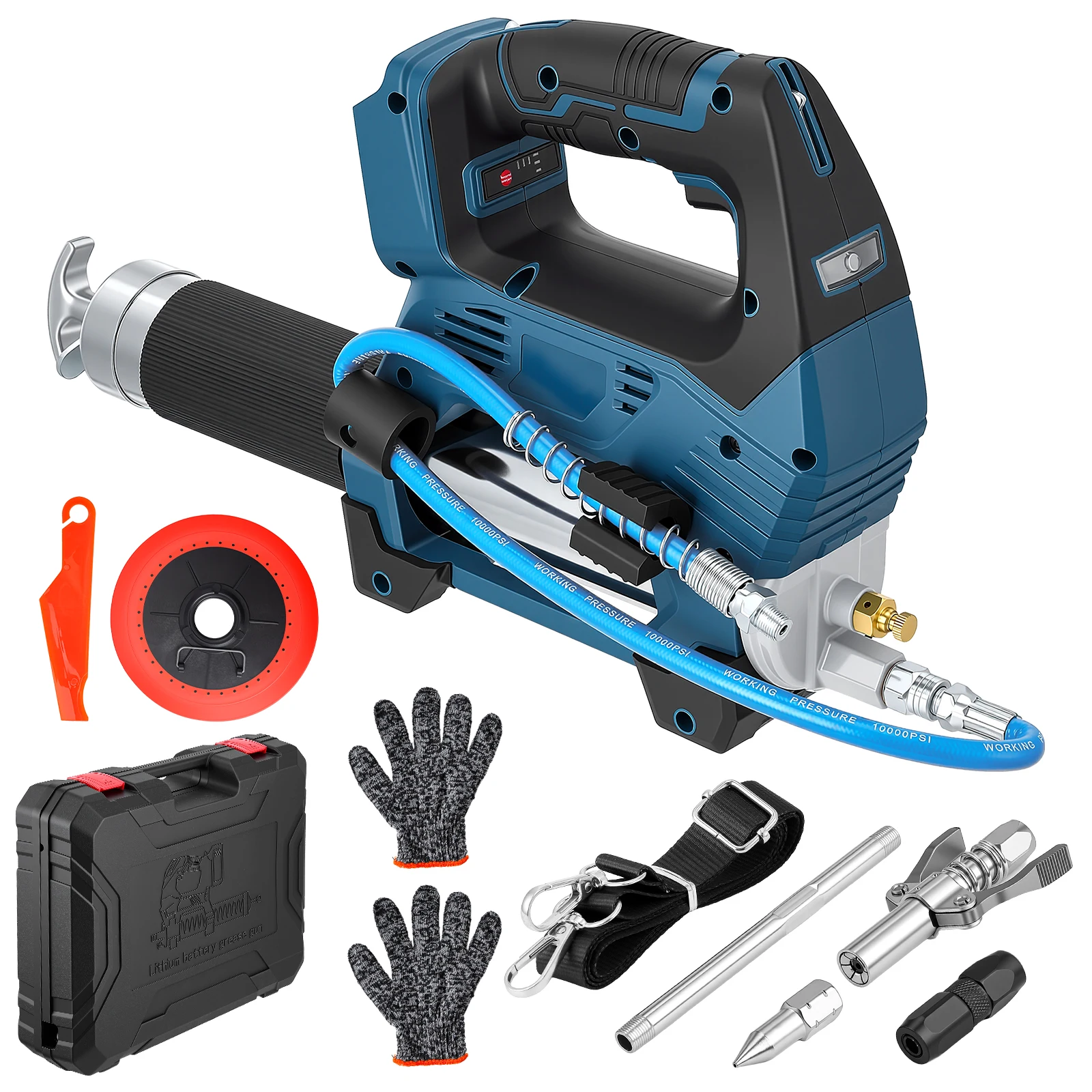 Bürstenlose Fettpresse 12000 PSI, batteriebetriebene elektrische Fettpresse, kompatibel mit Makita 18V Akku, Hochdruck-Schmieröl-Wartungswerkzeug für Autos, geeignet für große Mengen Fett und Butter
