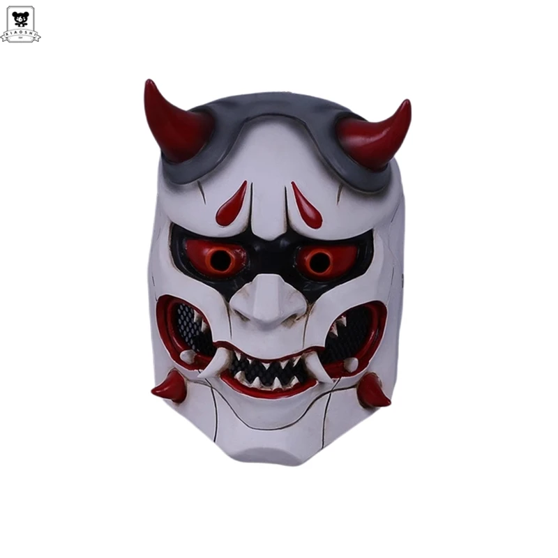 

New Overwatch Genji Ghostface Mask Evil Ghost Mask Helmet Pioneer Cosplay Halloween Game Prop Japanese Prajna Mask Half Face