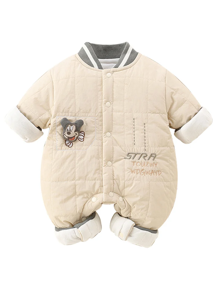 

Baby Clothes Autumn Winter New Sle Fce Lined Thin Cotton Onesie Outdoor Outfit Warm Cling Suit Cartoon Design