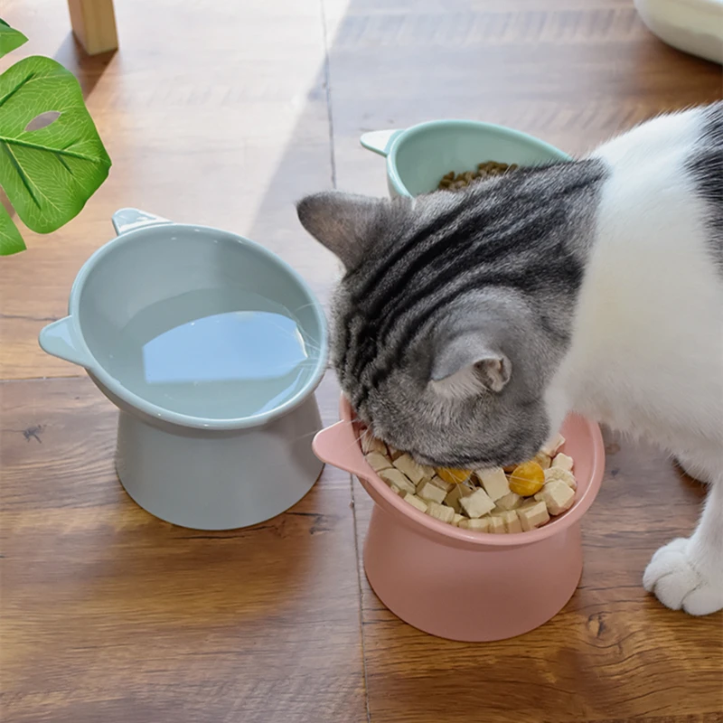 1PC Stainless Steel High-Legged Pet Bowl with Anti-Tipping Design for Cats and Dogs