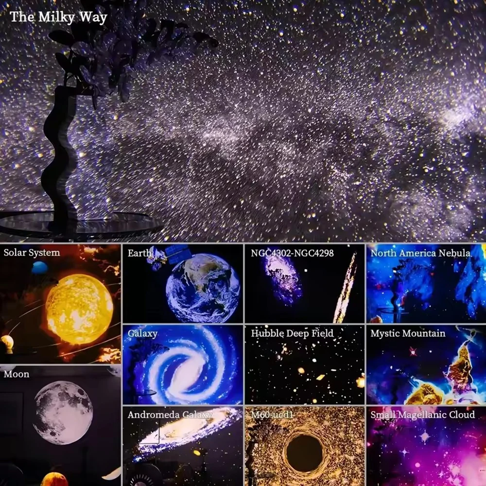 جهاز عرض 13 في 1 على شكل نجمة، جهاز عرض Galaxy Night Light Starry Sky Projector 360 °   تدوير مصباح القبة السماوية لديكور غرفة نوم الأطفال