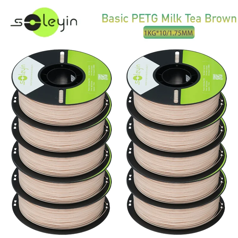 Soleyin PETG 3D-Drucker Filament 10kg 1,75mm, Hochtransparentes, robustes Druckmaterial für 3D-Drucker, 10kg/Spule