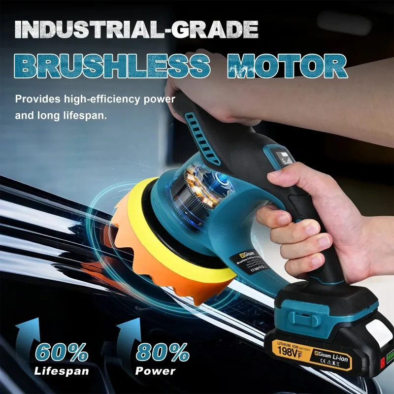 

【Hot Item】 Brushless Electric Car Polisher 6Gear Cordless Auto Electric Waxing Sanding Sealing Glaze Tool For 18v Battery