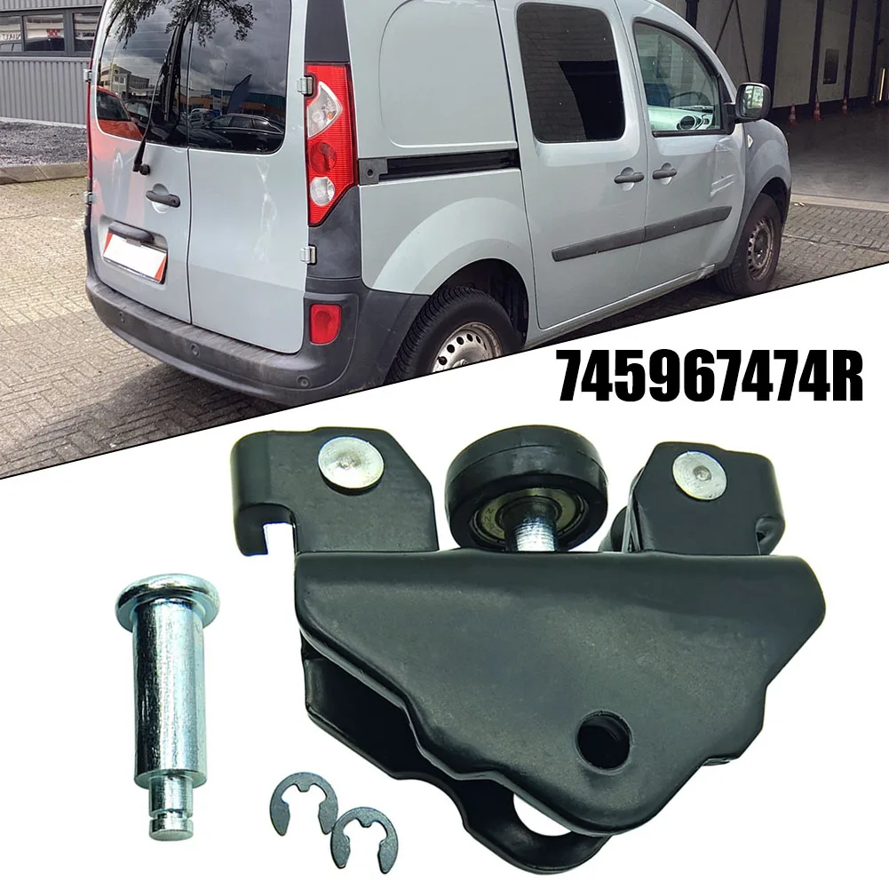 بكرة دليل أسطوانة الباب المنزلق لـ Kangoo II 2008-On، بديلة لـ 745967474R 777643981R، معدن أسود