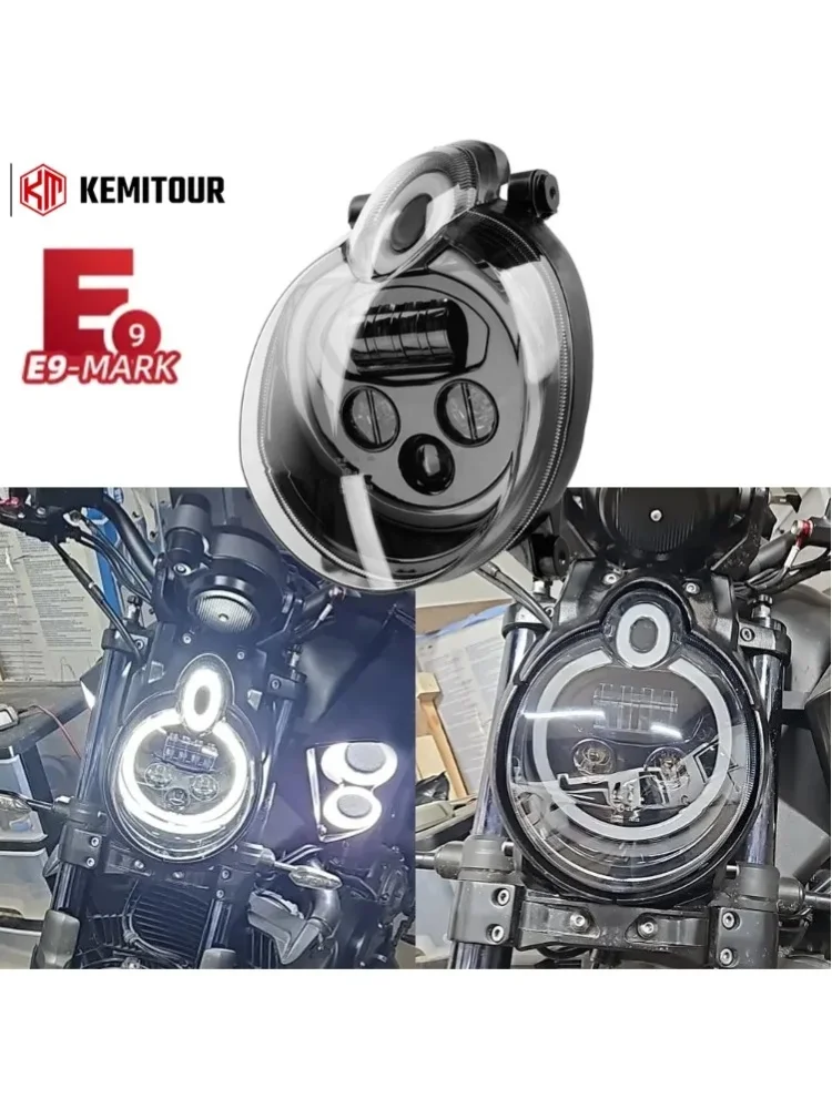 Ersatz-LED-Motorrad-Scheinwerfer-Baugruppe für Yamaha Vmax 1700 2009-2020, Front-Abblendlicht, DRL, E-MARK E9-zugelassen, wasserdicht, Plug-and-Play