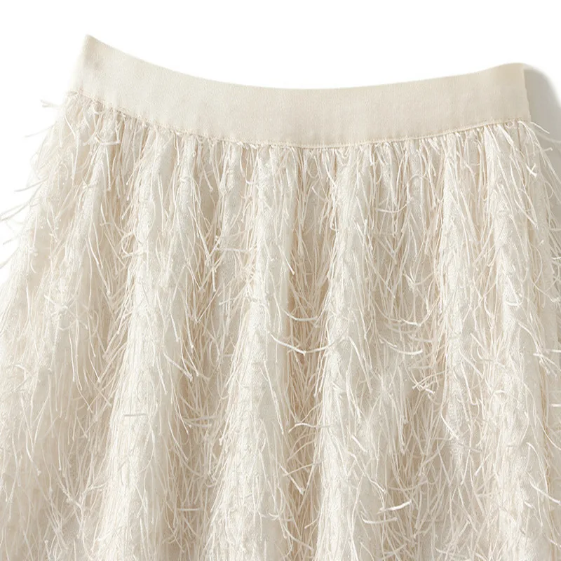 High end design with feather tassel skirt, this year's popular half skirt, hip wrap, autumn and winter image 6