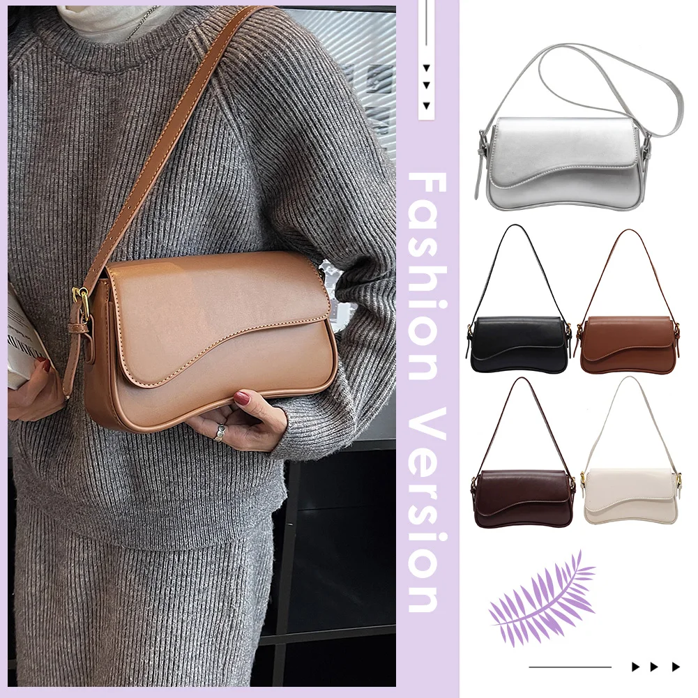 

Women Satchel Tote Bag PU Leather Underarm Bag Trendy Flap Shoulder Bag Casual Armpit Hobo Bag Commuting Bag
