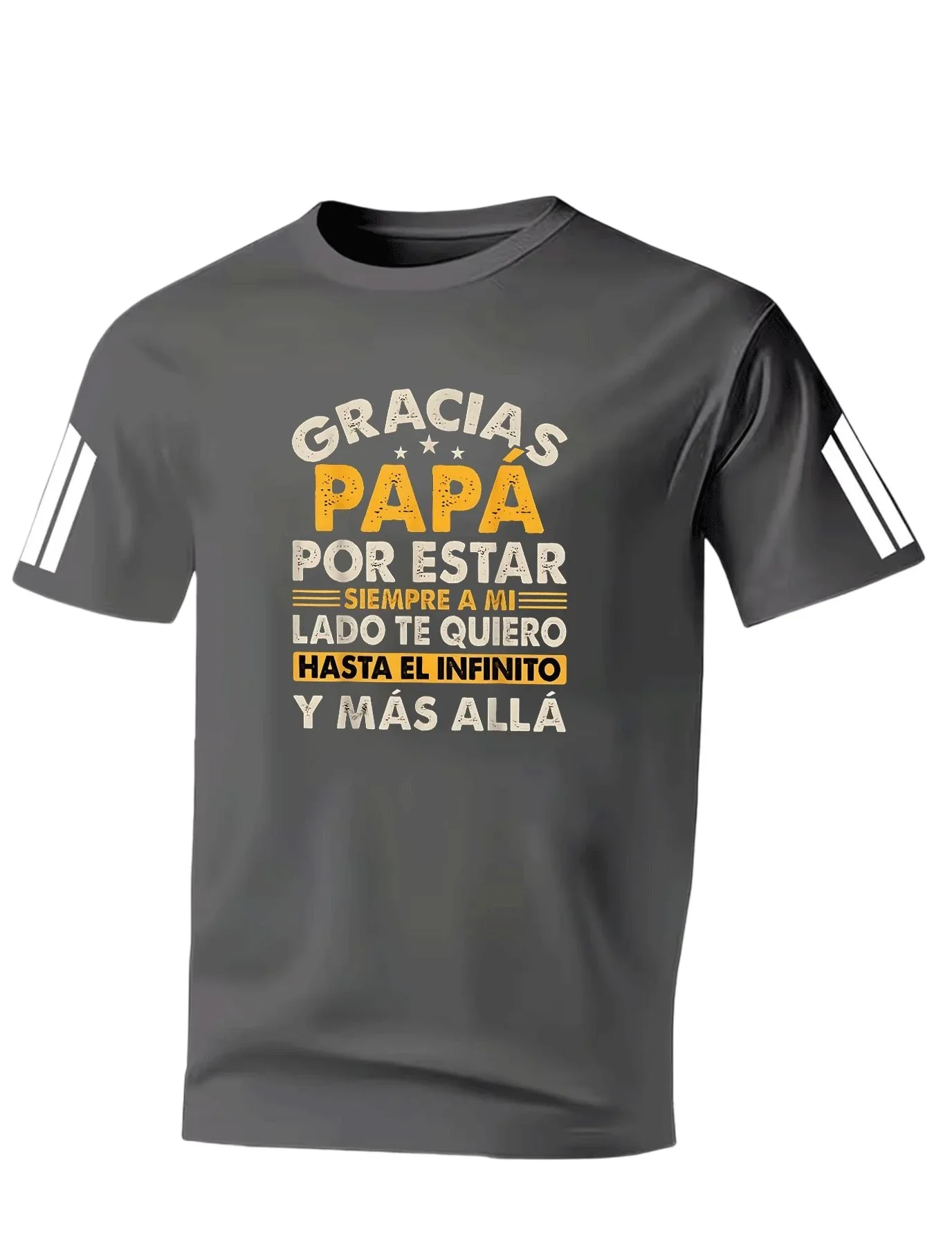 Fashion Men Spanish Gracias Papá Letter Print T-Shirt Father's Day Gift Vintage Crew Neck Short Sleeve Casual Tee Tops For Dad
