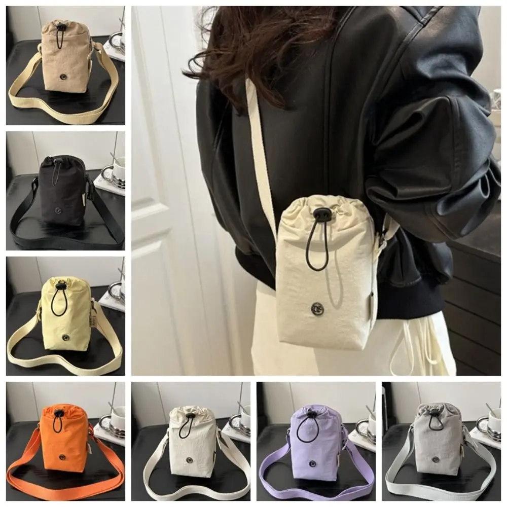 

Solid Color Mini Nylon Crossbody Bag Multifunctional Zipper Water Bottle Bag Korean Style Ultra-light