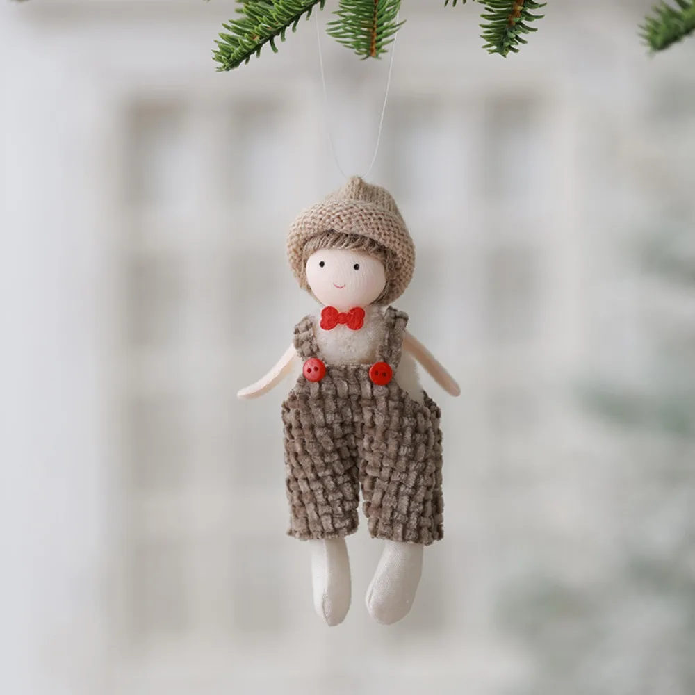 2Pcs New Christmas Cute Plush Angel Doll Pendant Lovely Boys Girls Xmas Tree Hanging Decoration Merry Christmas Party Ornaments