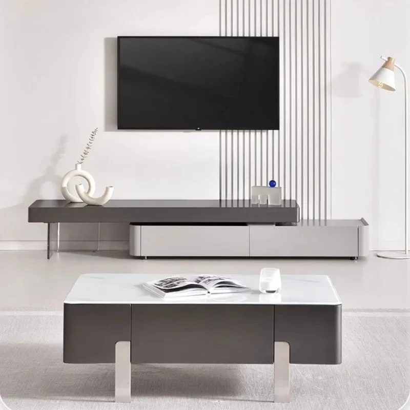 

Современный светлый роскошный журнальный столик, ТВ-шкаф, гостиная, дом, большая и маленькая квартира, чайный столик Snow Mountain, комбинация