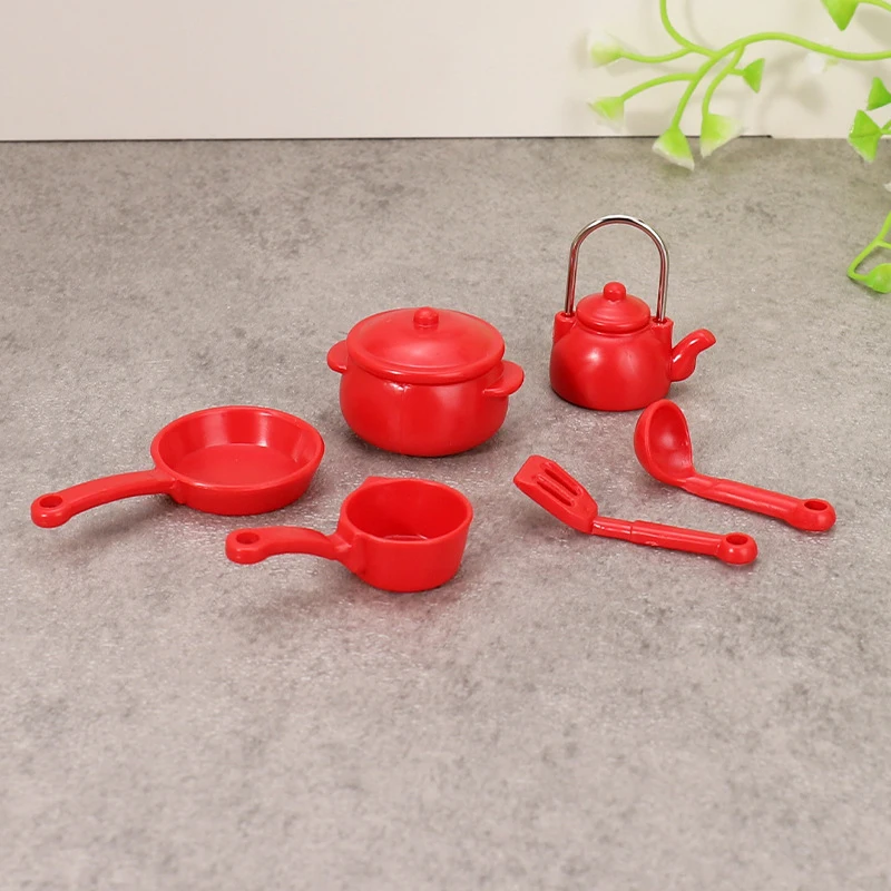 New#1Set Dollhouse Miniature Cookware 1:12 Soup Pot Spoon Pan Kettle Model Kitchen Cookware Accessories DIY Decoration Kids Toys