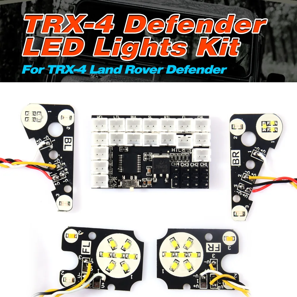 AFRC TX02 TRX4 LED Lights System Kit RC Car Front Rear for RC Crawler TRX-4 Defender DIY Assembly Upgrading