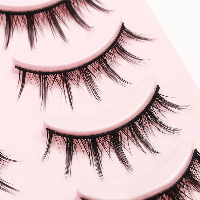 Cosplay Anime Manga Lashes Faux Mink Lashes Korean Natural short Full Strip Lashes Clear Band Soft Eyelashes Extension