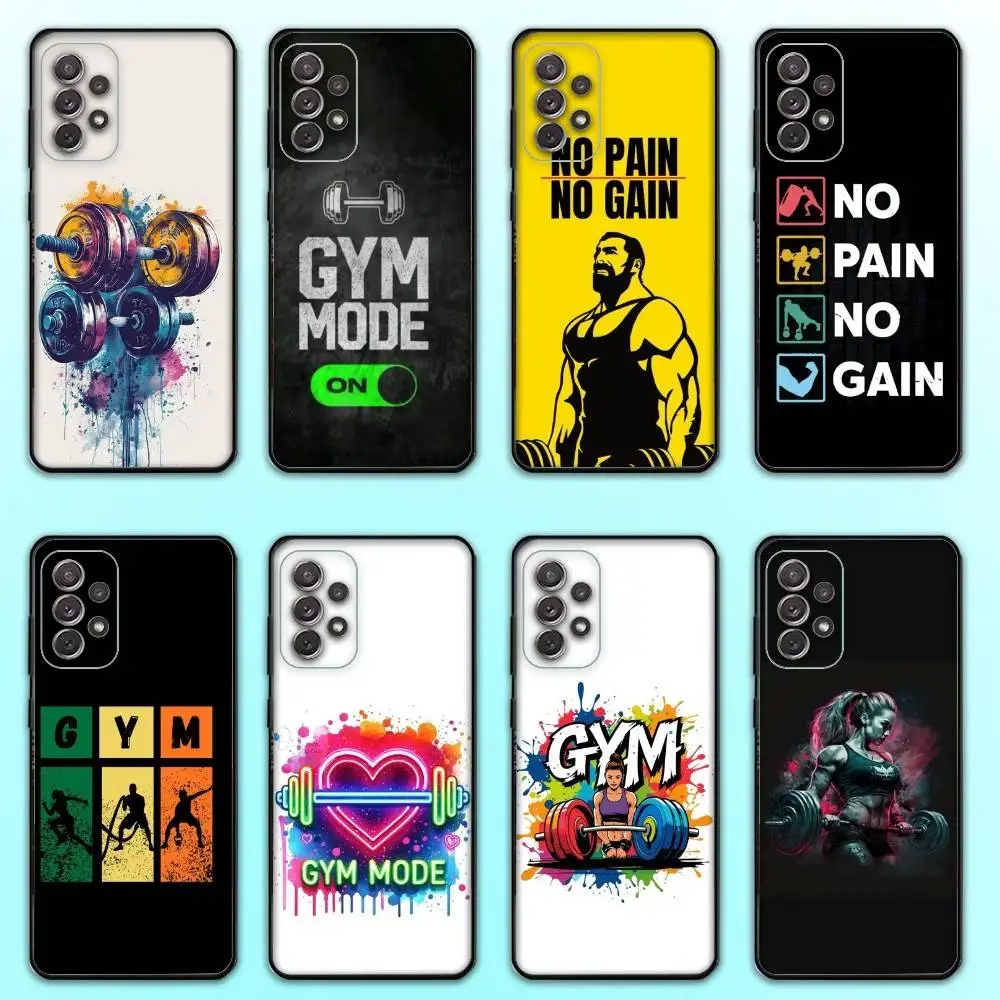 

Gym Fitness Bodybuilding Phone Case For Samsung S 25,24,23,22,30,21,10,9,Ultra,Plus,Lite,FE,4,5 G Soft Black Case