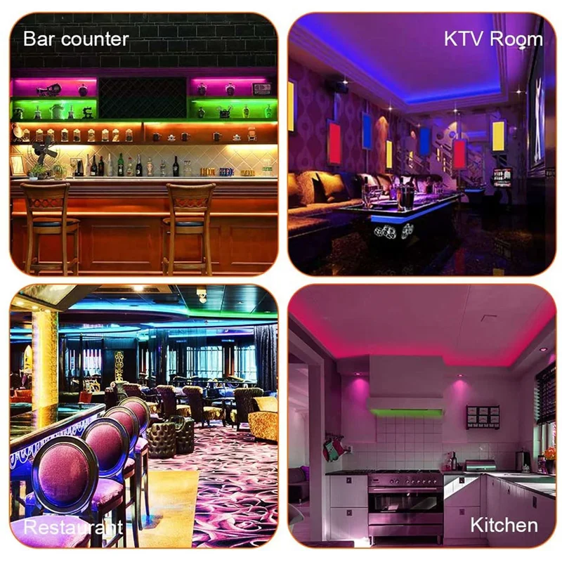 

ABAG 5M RGB Light Strip 3528 300LED Flexible LED Strip Light With 44 Key Remote+Controller For Christmas Living Room Bedroom