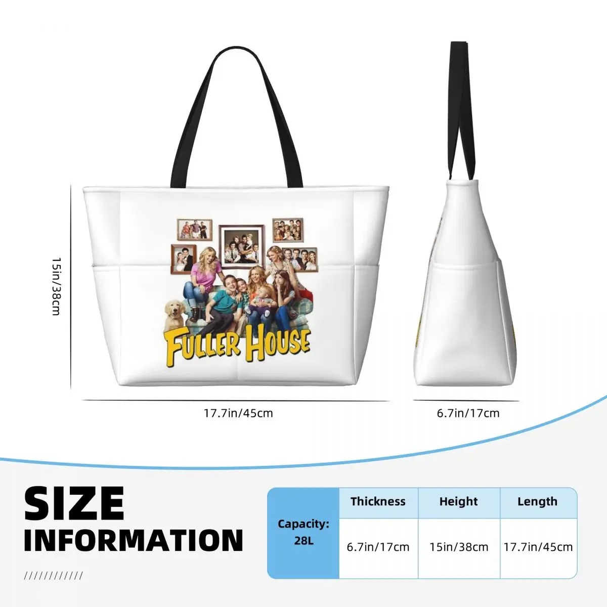 Fuller House Cast Merch bolsa de viaje de playa, bolso de mano Popular de gran capacidad, bolso de hombro de viaje, patrón multiestilo