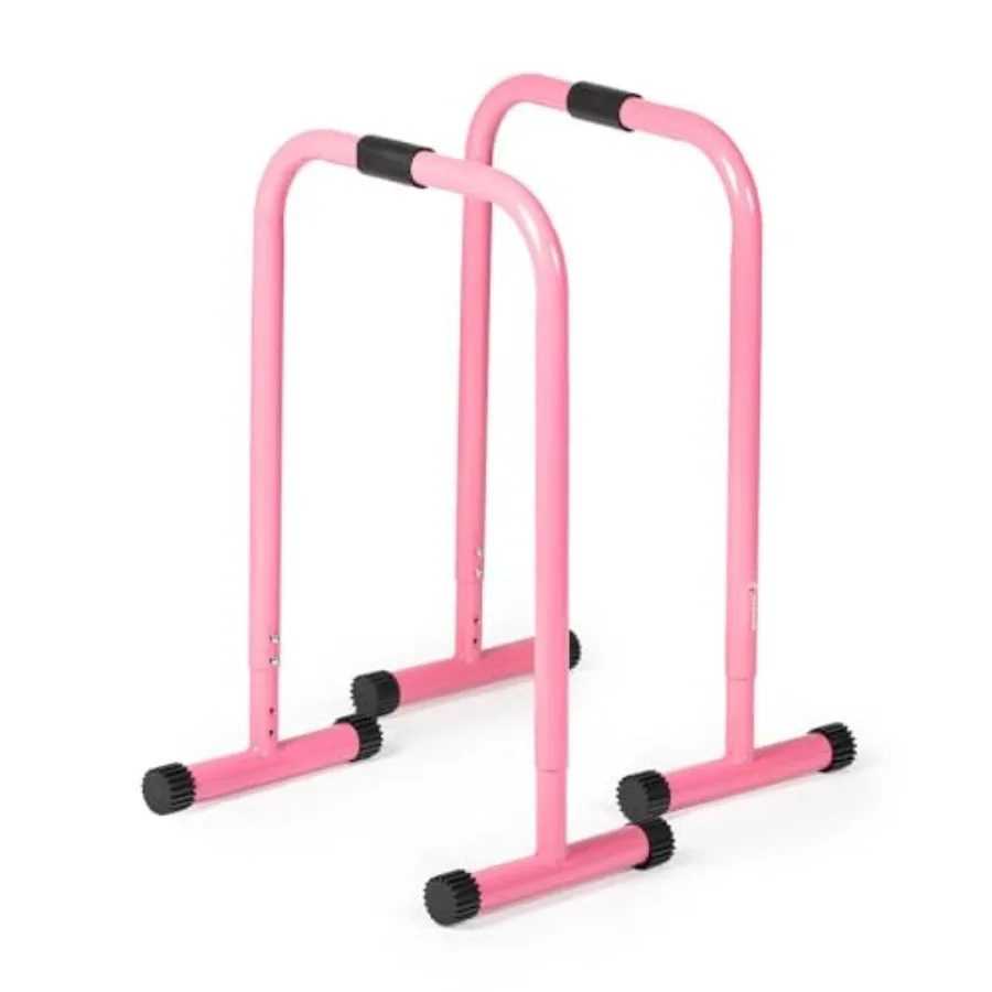 Titan Fitness Pink Dip Stand Station Adjustable Height Upper Body Stabilizer Parallettes Rated 300 LB for Tricep Dips Pull-Ups