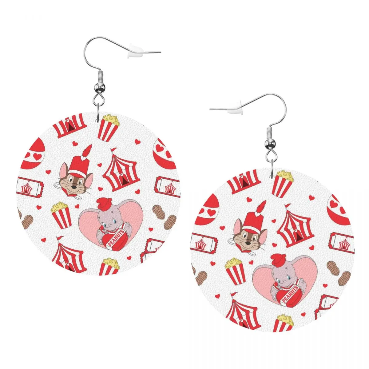 Pendientes colgantes de cuero PVC con diseño de dibujos animados de Dumbo, joyería para mujer, elefante lindo, regalo para esposa o madre