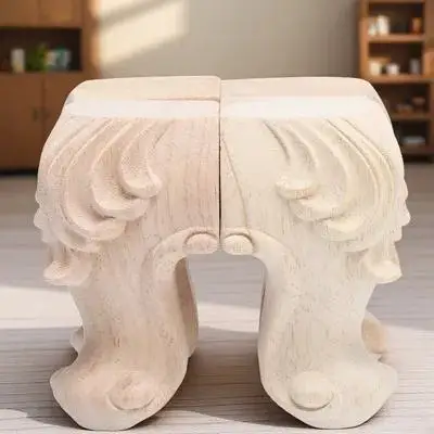 

4Pcs Solid Wood Carved Furniture Legs Sofa Bed Table Feet Vintage Household Furniture Legs Wood Feet Replacement