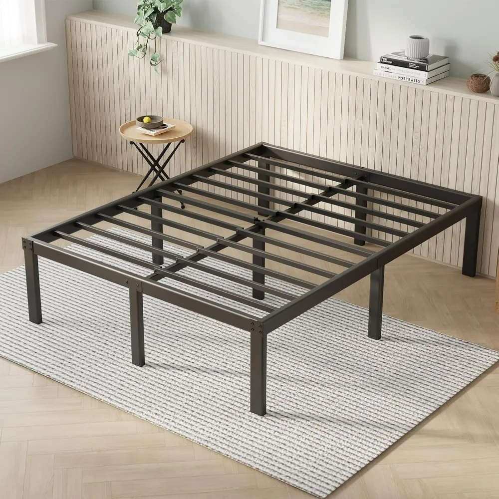 

14Inch Metal Platform Bed Frame Queen Size w Storage Space Under Bed, Steel Slat Support,Easy Assembly, No Box Spring Needed