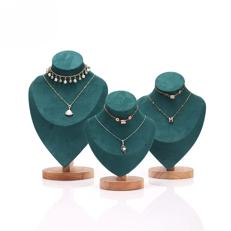 Jewelry Bust with Wooden Base Display Holder Stand Display Necklace Mannequin Model for Bedroom Retail Stores Countertop Shows