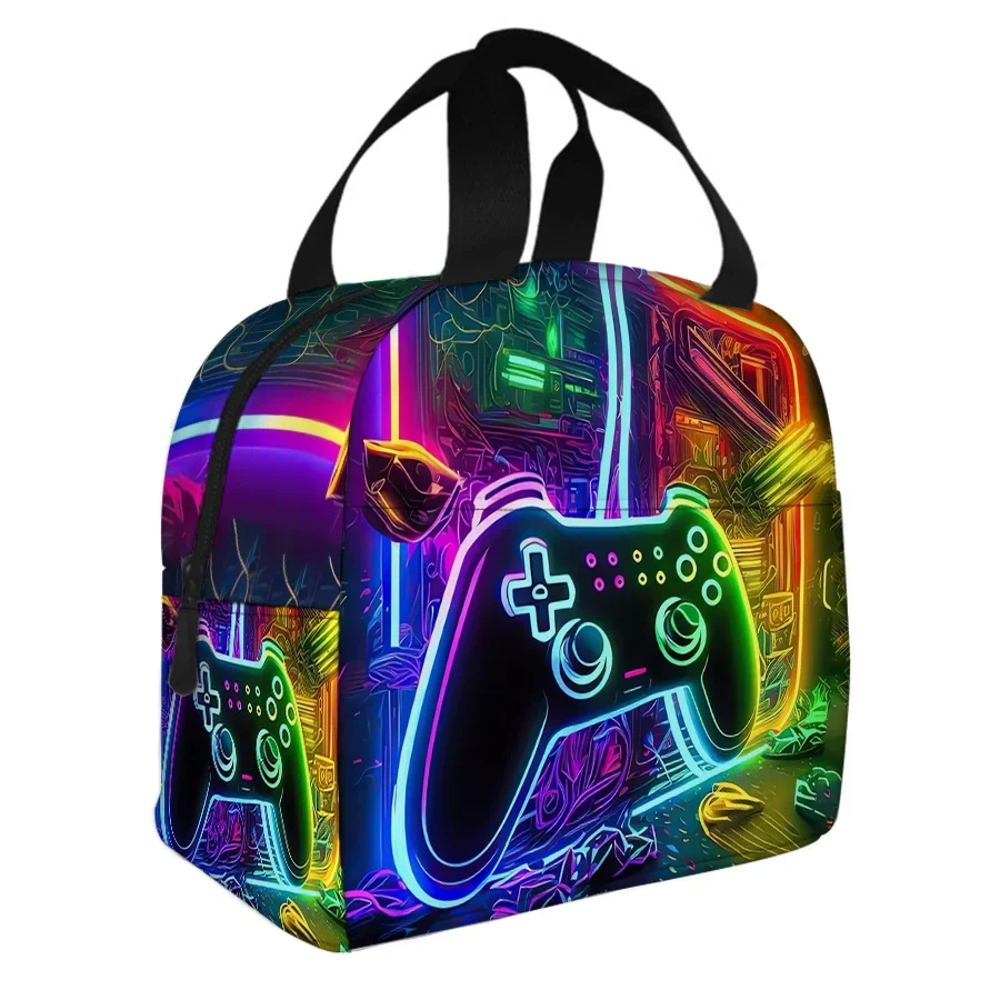 Cool GamePad Small Handheld Lunch Bag for Boy and Girls Best Gifts 2D Cartoon School Thermal Insulation Picnic Bag for Children
