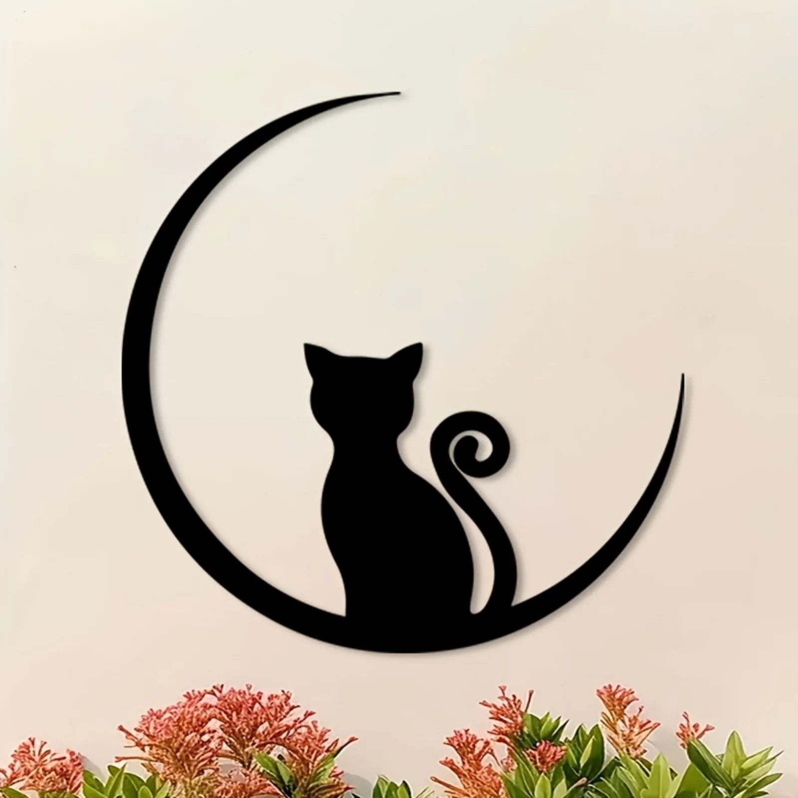 Vintage Iron Wall Art, 2D Flat Rust-Resistant Metal Mural for Indoor Outdoor Living Room Lounge Yard Decor, Classic Black Finish