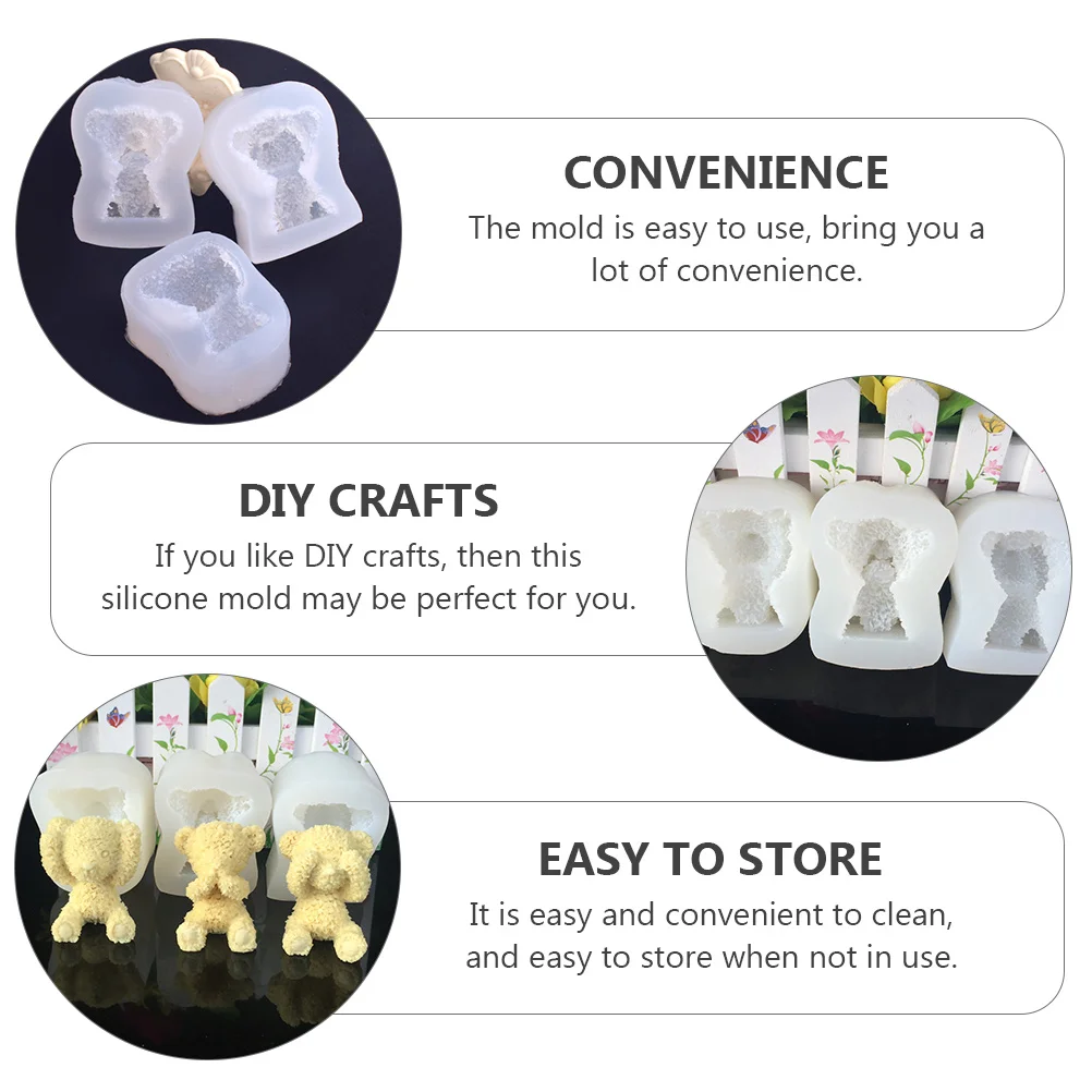 

3 pcs Bear Silicone Mold Cute Cake Baking Tray Dessert Jelly Pudding Home Bakeware Kitchen Easy Wash Safe