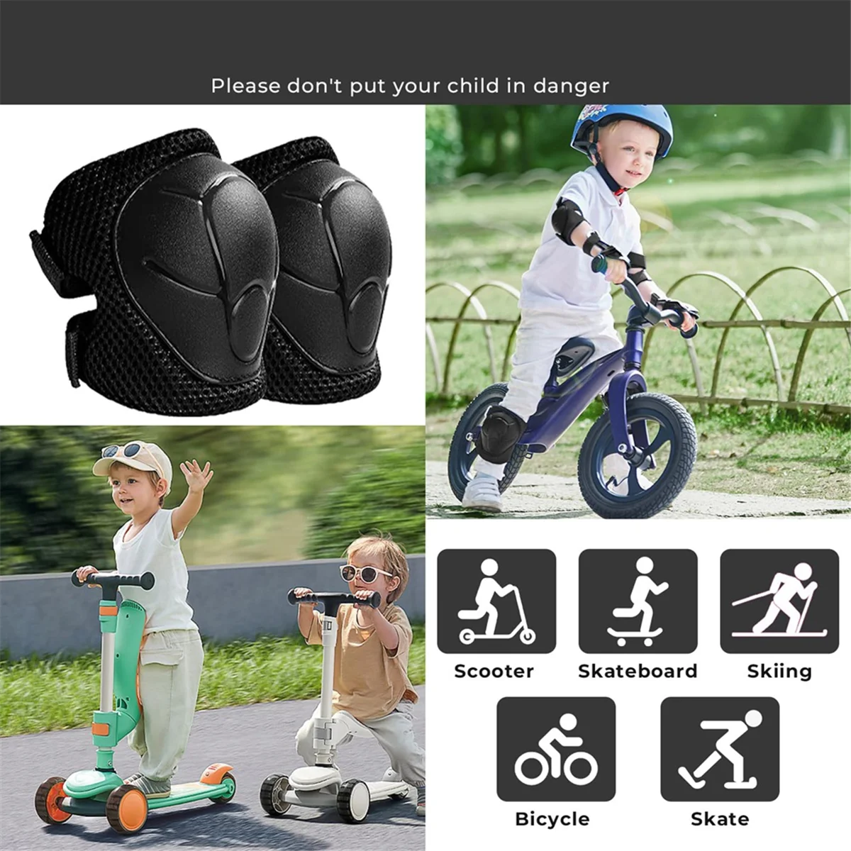 

Новое поступление, наколенники для детей, набор налокотников, защитное снаряжение для малышей, наколенники для девочек и мальчиков с защитой на запястья, черные