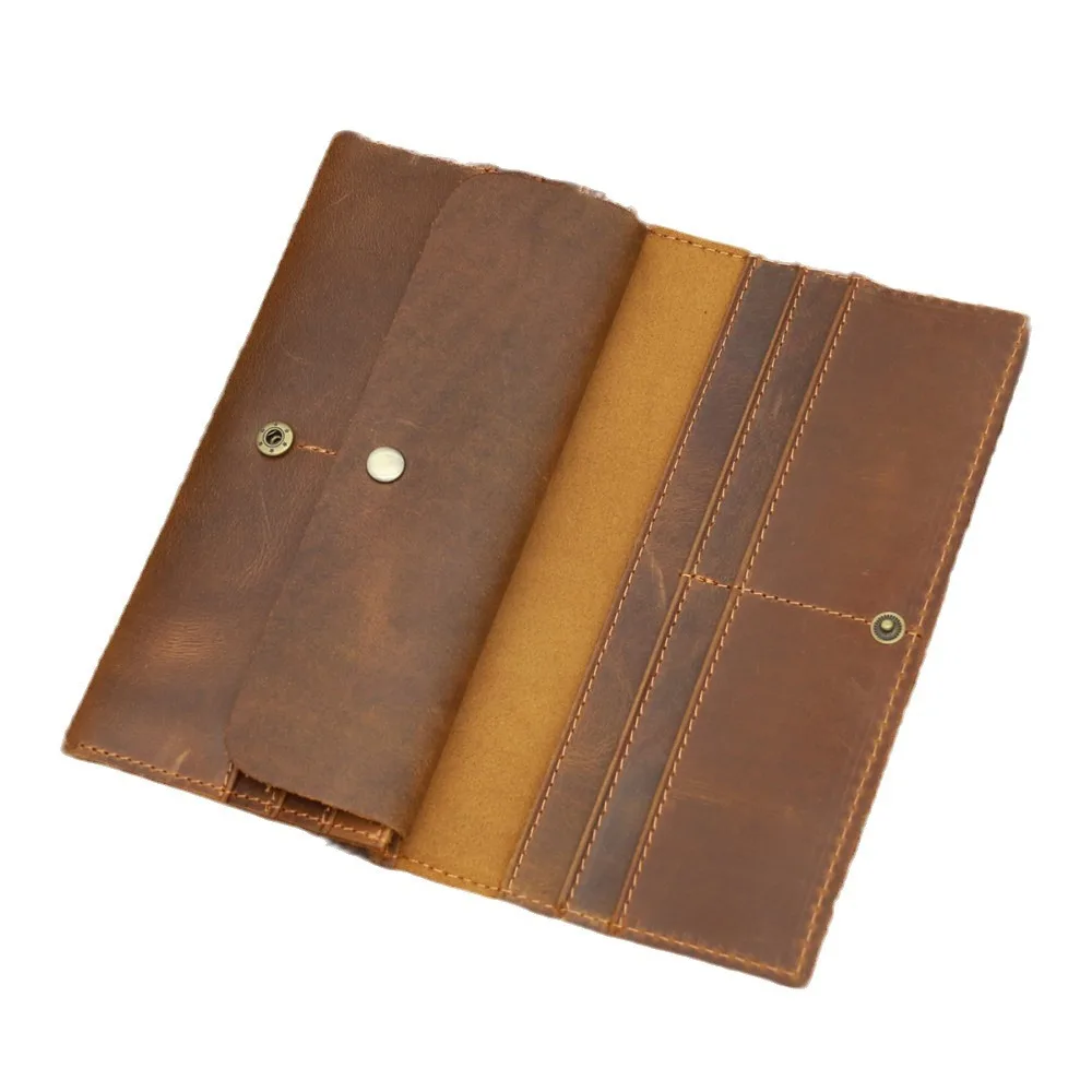 

Vintage Genuine Leather Long Wallet Men's Credit Card Holder Wallet Business Portable Wallet